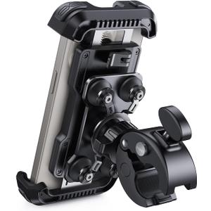 Lamicall Motorcycle Phone Mount Holder - [Dual Vibration Dampener] [Upgrade Handlebar Clip] Motorcycle Cell Phone Holder, Bike Phone Mount, Gifts for iPhone 16 15 14 Pro Max, 4.7-6.7" Phones, Black