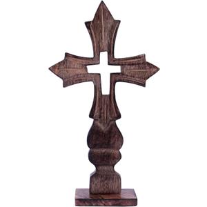 ETROVES Decorative Wooden Handheld and Tabletop Cross, Rustic Wall Cross Stand, Religious Home Decor, Gift Idea for Birthdays, Easter, Christmas, Weddings