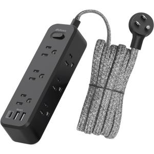 Mifaso Extension Cord, Surge Protector Power Strip, Long Extension Cord with 9 Outlets 3 USB Ports, Extension Cord with Multiple Outlets, USB Power Strip for Dorm Room Essentials, College(20FT, Black)