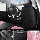 Pink Black Car Seat Covers Full Set,5 Seat Leather Seat Covers for Cars