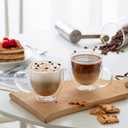 CNGLASS 8.5oz Glass Coffee Mug,Double Wall Insulated Glass Mugs with Handle,Clear Espresso Mugs for Latte,Cappuccino,Tea Bag,Set of 4