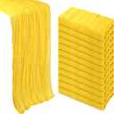12 Pack Lemon Yellow Cheesecloth Table Runner 10Ft Spring Gauze Cheese Cloth Table Runner 35x120 Inch Boho Sheer Rustic Fabric for Party Decor Baby Shower Wedding Decorations