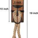 Wall Sconce Candle Holder Black Wall-Mount Metal and Wooden Candle Holders Hanging Iron Wall Candle Sconce Holder with Hemp Rope Decoration, for Home, Living Room, Bathroom, Dining Room, Set of 2