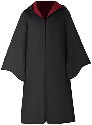 Seeykey Wizard Robe Cloak with Hood for Adult and Teens, Magician Cosplay Halloween Costume Dress Up for Men and Women M