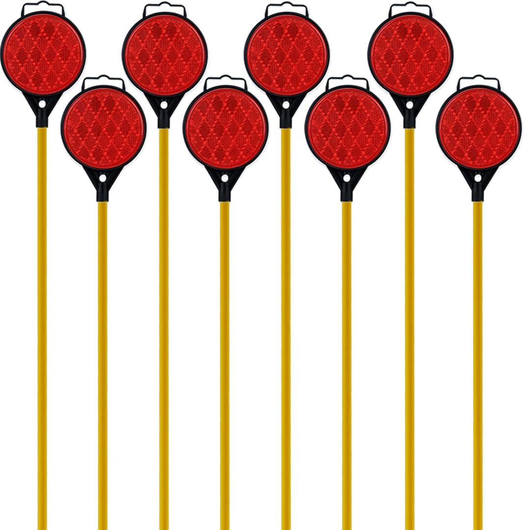 Orange Driveway Reflectors, Reflective Driveway Markers, 2-Way reflector,Snow Markers for Driveway 43 Inch Fiberglass Rod(Pack of 8) (BLACK AND Orange)