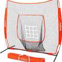 GoSports 7 ft x 7 ft Baseball & Softball Nets - Red, Black, or PRO -Practice Hitting & Pitching Net with Bow Type Frame, Carry Bag and Strike Zone, Great for All Skill Levels (Red)