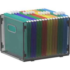 samstar Hanging File Organizer, Mesh File Folder Organizer File Crate File Cabinet Inserts Storage Box, Letter Size (1 Pack)