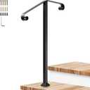 VIVOSUN Outdoor Handrail, 2 Step Stair Handrail, 22" x 39" Fits 1 to 2 Steps, Wrought Mattle Iron Stair Railing with Dual Curved Ends for Concrete Steps, Porch Steps, One-Step Assembly, Black