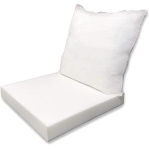 Foamma 6" x 28" x 28" Cushion and 24" x 24" Pillow Insert Set, High Density Upholstery Foam Cushion, Microfiber Polyester Filled Pillow Insert, Cover Not Included