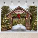 Mocsicka Christmas Tree Farm Backdrop Winter Pine Trees Winter Scene Vintage Christmas Farm Background Christmas Tree Holiday Party Photography Props (7x5ft)