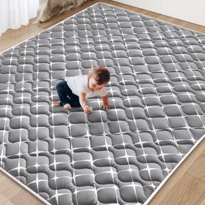 Baby Play Mat - 71" X 59",Premium Thicker Foam One-Piece Machine Washable, Extra Large Anti-Slip Soft Cushioning Foam Playmats for Babies and Toddlers, Foldable Baby Crawling Mat for Playpen