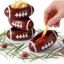Layhit 4 Pcs Football chip Bowl Football Party Ceramic Condiment Server Chip and Dip Bowls Serving Dishes for Birthday, Tailgate Party Decorations