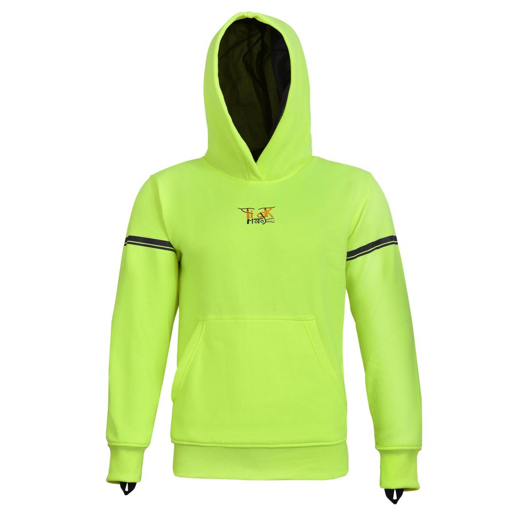 TIGER MOTO Motorcycle Armored Hoodie for Men & Women, CE-Approved Powersports protective jackets For Street Riding, Lightweight Long Sleeve Hoodies, Premium Gift For Bikers, US, Alpha, 4X-Large, Floro (Yellow)
