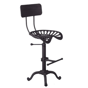 Diwhy Industrial Design Metal Adjustable Height Backrest Chair Vintage Tractor Saddle Bar Stool (Copper)
