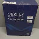 MR&HM Satin Comforter Queen 7 Pieces - Luxurious Pinch Pleat Bedding Set with Comforter, Flat Sheet, Fitted Sheet, Pillowcases & Shams, Super Silky Soft Bed Set for All Season (Queen, Black)