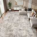 cotiled Washable 10x14 Area Rug for Living Room - Modern Abstract Carpet with Non-Slip Backing, Low Pile & Soft, Stain Resistant, Kid & Pet Friendly Decor for Bedroom & Dining Room - Brown Grey