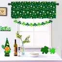 Nialnant St Patricks Day Kitchen Valances for Windows 54" W x 18" L, Green Clover Window Valances for Living Room, Rod Pocket Curtain Valance for Bathroom