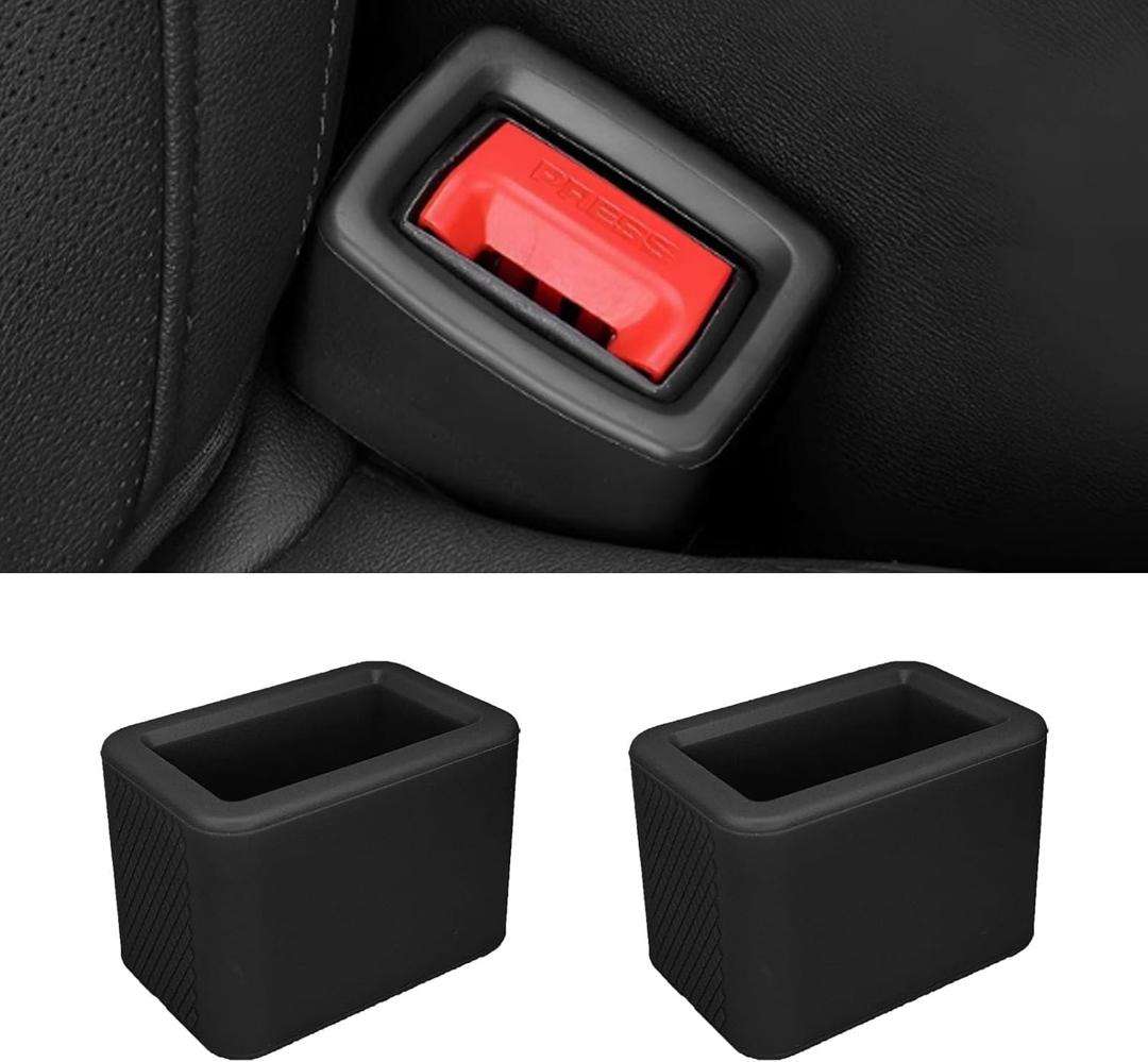Pvotawp 2PCS Seatbelt Extender for Booster Seat, Silicone Rear Seat Belt Buckle Holder Makes Seatbelt Buckle Booster for Easy Access, Accessory Drive Belt for Kids to Keep Belt Buckle Uprigh（Black）