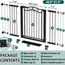 Fairy Baby 48.9"-51.5" Extra Wide Baby Gate with Door, 49 50 51 Inches Walk THR Baby Gates for Stairs Pressure Mounted no Drill, Indoor Tension Metal Pet Dog Gate, Auto Close Safety Gate, Black