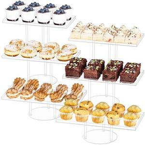 Neatsure 6 Tier Dessert Table Display Set, Clear Acrylic Cupcake Stand Buffet Risers for Pastry Cookie Cake, Tiered Food Display Tier Platter Serving Trays for Wedding Birthday Party Baby Shower