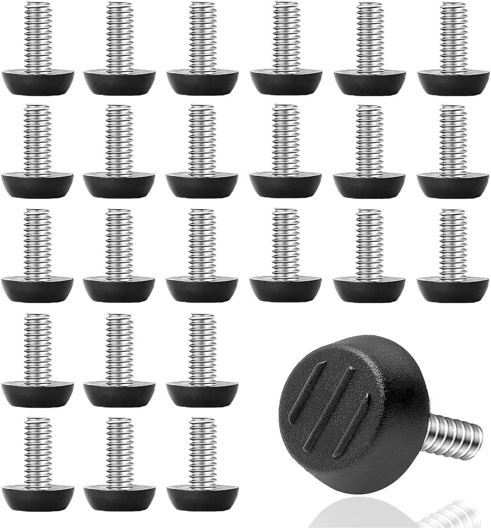 WAFJAMF 24 PCS 1/4 UNC Thread Adjustable Furniture Levelers Screw in Threaded, Adjustable Levelers Feet Screw On Furniture Glide Leveling for Table, Chair, Furniture Legs (1/4-20UNC Thread) (1/4"-20 UNC Thread)