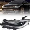 Halogen Headlight Compatible with Chrysler 200 200c 2015 2016 2017 W/LED DRL Headlamp Head Light Chrome Trim 68284784AA 68284783AA Left Driver Side