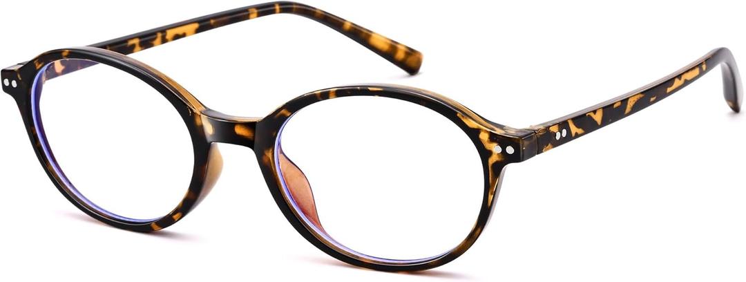 COASION Retro Oval Glasses for Women Men - Small Round Blue Light Blocking Glasses Vintage Nerd Eyeglasses (Tortoise)
