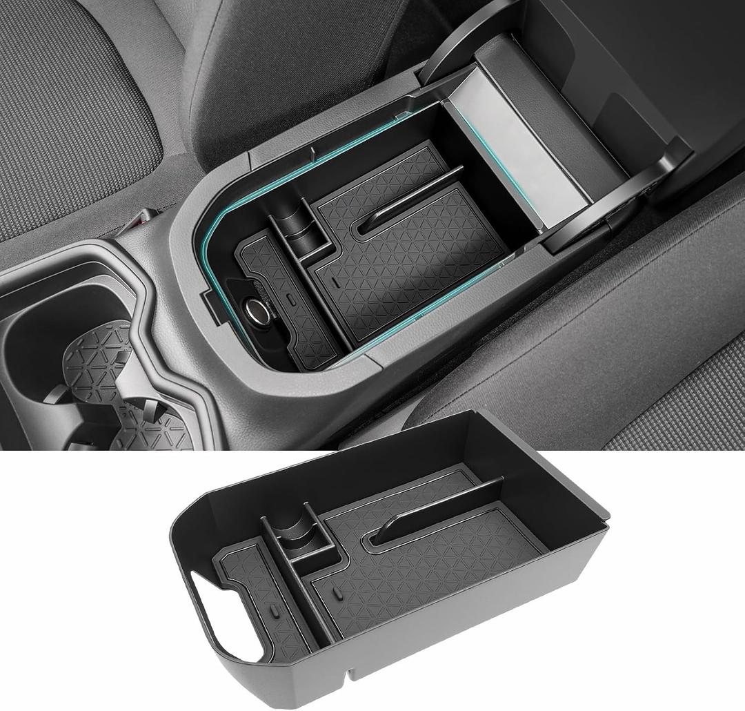 Center Console Organizer Tray Compatible with 2019-2025 Toyota RAV4 & Prime Accessories, ABS Material Insert Armrest Secondary Storage Box for RAV-4 Interior Accessories, Black