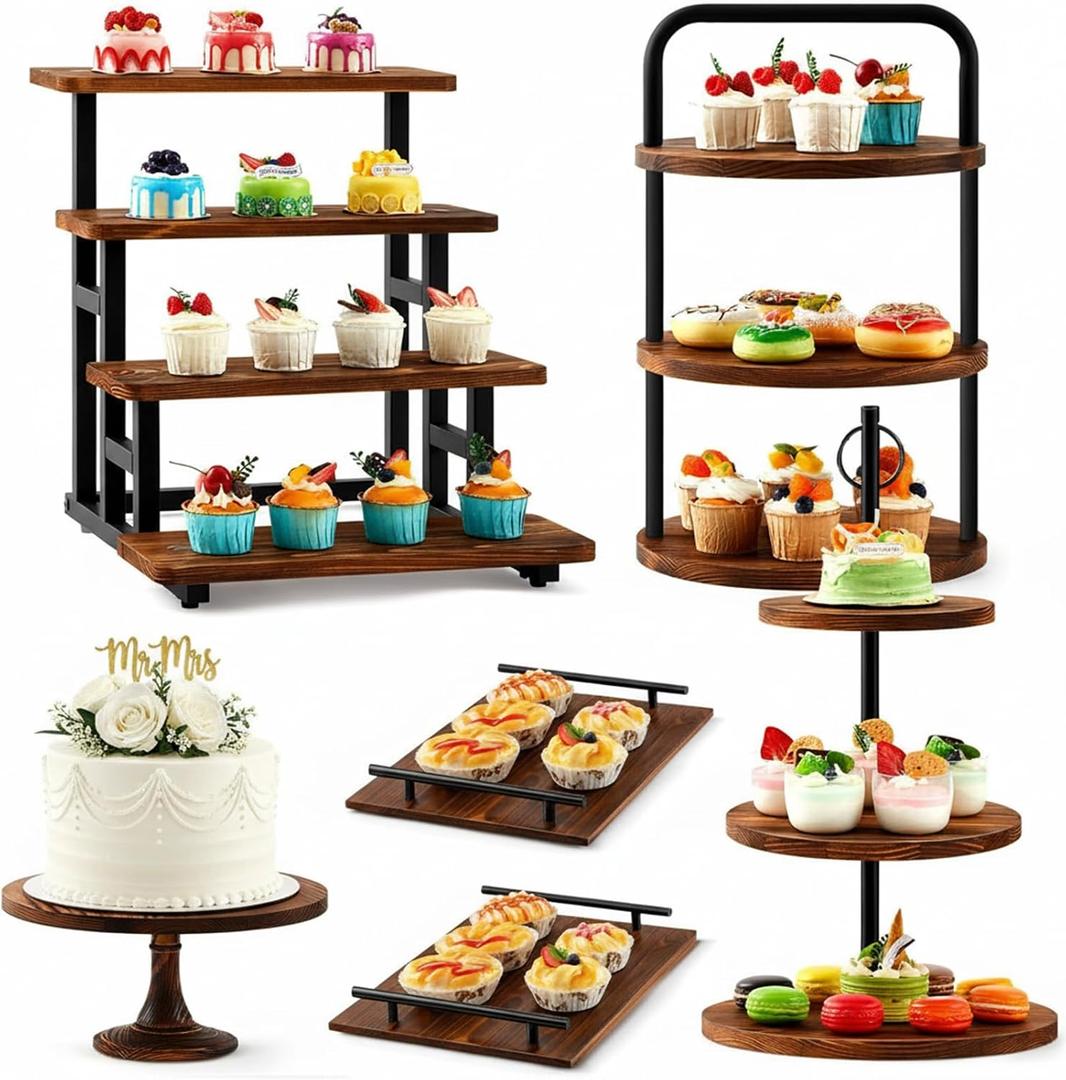Roowest 6 Pack Wood Cake Stands, Dessert Table Display Set for 260 Cupcakes