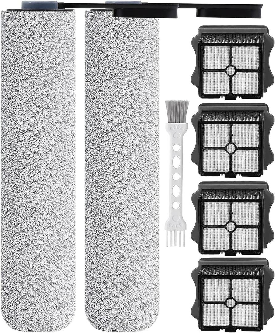 Roller Brush and Filters for Tineco Floor ONE S5/ Floor ONE S5 Pro 2 Cordless Wet Dry Vacuum Cleaner, Replacement Parts Include 2 Brush Rollers, 4 Filters