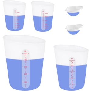 6 PCS Silicone Cup Set, 500ml, 250ml and 125ml for Epoxy Silicone Measuring Cups, Non-Stick Mixing Cups, Casting Molds, Jewelry Making, Silicone Measuring Cups with Marking Ounces/ml