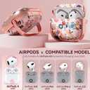 Inesore with Safety Lock for AirPods 4 Case Cover 2024,Floral Cute AirPod 4th Generation Case for Women Girly with Cleaner Kit and Keychain- Pink Berry Flower