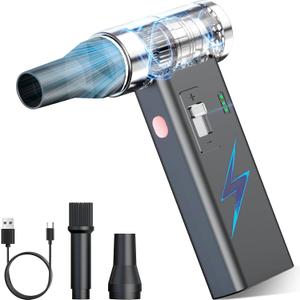 Mini Ultra-Slim Electric Compressed Air Duster 150,000RPM Super Power, Rechargeable Cordless Air Duster, Powerful Airflow for Computer, Keyboard, Outdoor, House and Car, Black