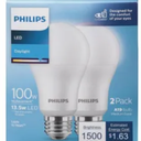 DI Phillips Led 100W A19 DL 2Pk