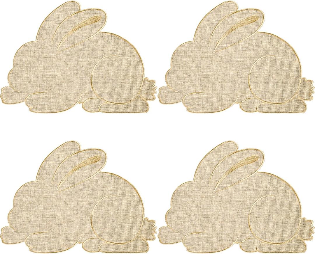 Easter Placemats Set of 4 Bunny Placemats Easter Table Decorations Burlap Spring Placemats Farmhouse Holiday Table Mats for Party Kitchen Dining Decoration