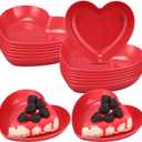 12 Pcs Valentine's Day Heart Shaped Bowls 5.7 Inch Heart Shaped Wheat Straw Small Snack Dessert Dishes Salad Plates for Dinner Appetizer Sauce Dish Dipping Snack Fruit Dessert Steak Serving (Red )