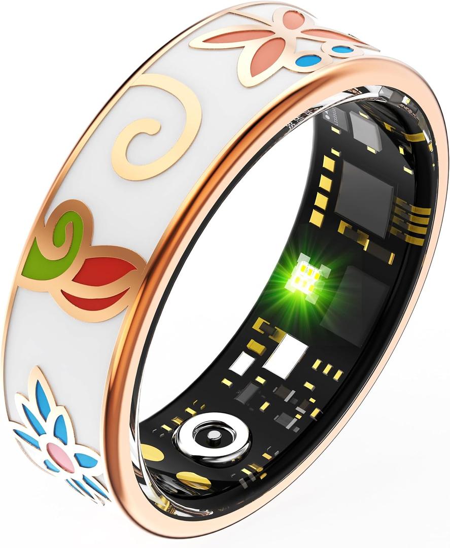 Smart Rings for Women Fitness Ring Heart Rate Monitor Sleep Tracker Blood Pressure Health Ring Step Counter Calories Pedometer Waterproof Retro Vintage Ladies Anillo Inteligente