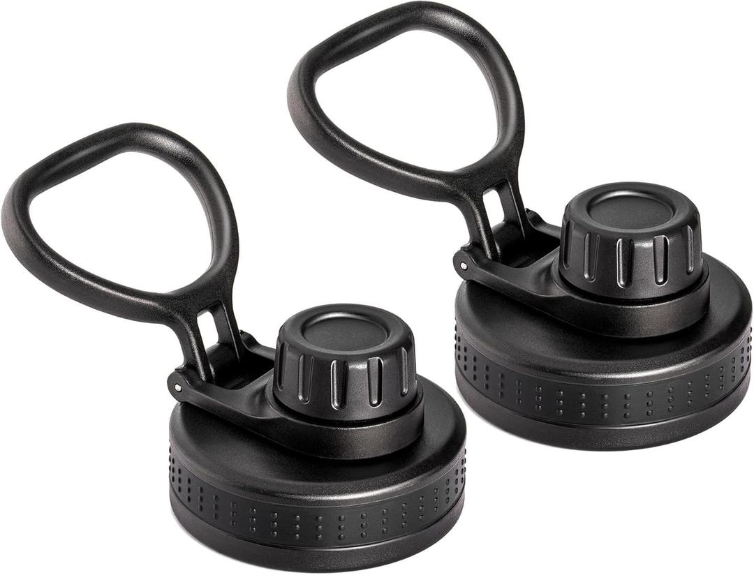 Prurex Spout Lid Replacement for Thermoflask, Takeya, Simple Modern, IRON FLASK - Wide Mouth 12/16/18/22/32/40/64oz Water Bottles | BPA-Free Leakproof Sport Cap with Handle (2.28" Diameter 2 pack)