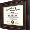 GraduationMall 8.5x11 Diploma Frame with Black over Gold Mat or Display 11x14 Document without Mat, UV Protection Acrylic, Mahogany with Gold Beads, Set of 3 Mahogany With Gold Beading, 11x14 or 8.5x11 With Mat 3-Pack