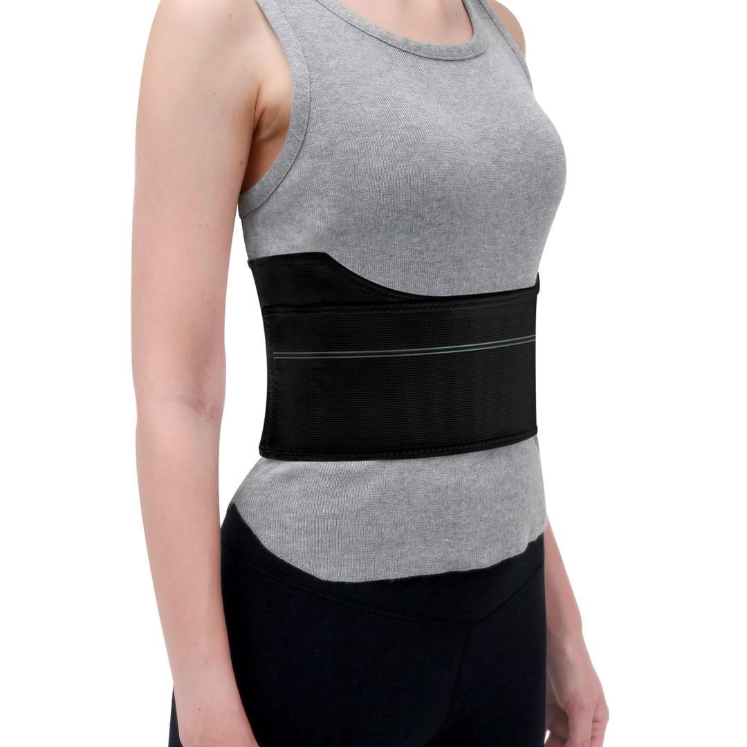 Pauline Broken Rib Brace for Women - Compression Chest Binder for Cracked Ribs Support & Chest Pain Relief - Rib Belt for Bruised Rib Cage (Black, Fits 30-45)