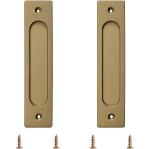 MOROBOR Rectangular Recessed Sliding Door Pulls, 2pcs Bronze Gold Flush Pull Aluminum Alloy Closet Doors Finger Pulls with Mounting Screws for Sliding Barn Door, (180mm)