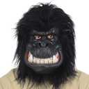 MOKRY PARTY Gorilla Mask Hairy Latex Animal Mask Monkey Head Mask Halloween Carnival Costume Mask