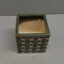 Napco Imports Decorative Home or Garden 4.5 x 4 Inch Indoor or Outdoor Flower Pot Planter Green and White Woven Design