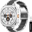 GOLDTOLUCK No Gap Stainless Steel Band Compatible with Samsung Galaxy Watch 8 7 6 5 4 Classic FE Pro Ultra 40mm 44mm 46mm 43mm 47mm 45mm 42mm Replacement Men Women Milanese Metal Elegant Casual (Black/Silver)