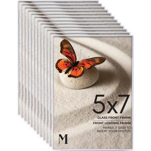 Mantello 5x7 Picture Frame Set - Front Loading 5 x 7 Frames - Display for Wall Artwork, Accent Piece, Photographs - Minimalist Tabletop & Desktop Decor - 12 Pack, White