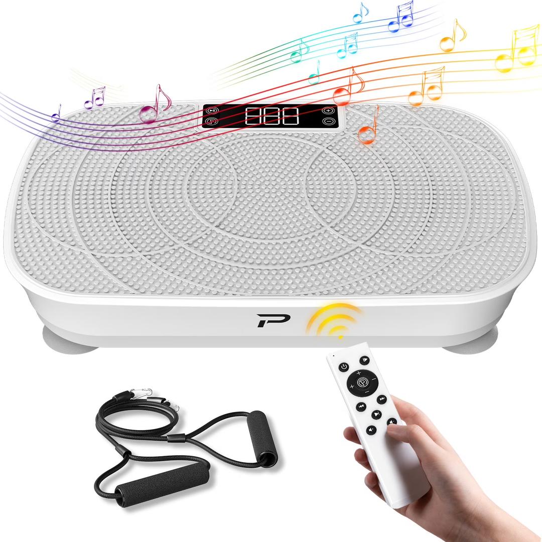 Vibration Plate Exercise Machine, Whole Body Workout Waver Vibration Plate for Lymphatic Drainage with 5 Setting Modes, 99 Speed Levels for Weight Loss, Shaping, Toning White