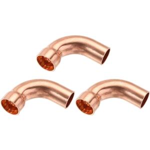 MECCANIXITY 90 Degrees Elbow Copper Pipe Fitting Short Turn Brazing Connection 5/8 Inch ID for HVAC Cooling Solar Equipment, Pack of 3