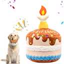 Dog Birthday Cake Toy, Interactive Crinkle Squeaky Chew Toy for Small Medium Large Dogs, Durable Pet Birthday Gifts & Party Accessories, Cute Soft Puppy Celebration Fun for All Breeds
