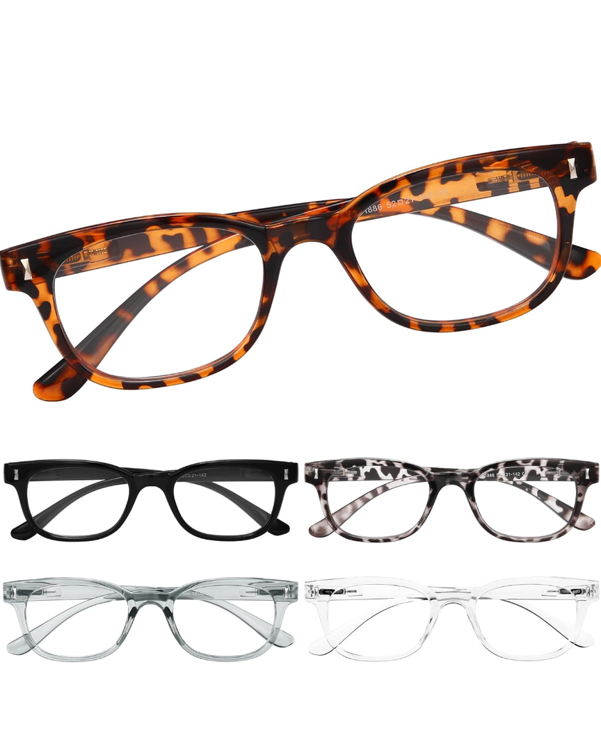 CCVOO Reading Glasses for Women/Men, Eyeglasses, Blue Light Readers for Women/Men, Computer Eye Glasses, Cheaters, Color: *C1 Mix, +4.0
