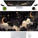 Black and Gold Celestial Desk Mat XXL Extended Gaming Mouse Pad Large Mousepad with Stitched Edges, Laptop Computer Keyboard Mouse Mat Desk Pad for Work Game Office Home Desk Decor 31.5x15.75 in